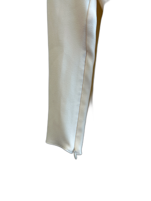 Alex Perry Size 8 Cream Polyester & Acetate Crew Neck Back Zip Dress Cream / 8