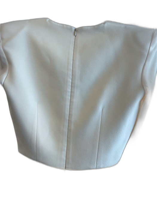 Alex Perry Size 8 Cream Polyester & Acetate Crew Neck Back Zip Dress Cream / 8