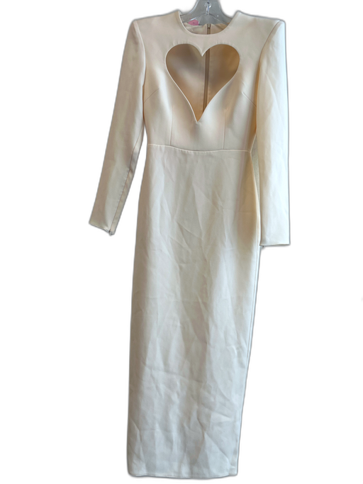 Alex Perry Size 8 Cream Polyester & Acetate Crew Neck Back Zip Dress Cream / 8