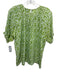 Olivia James the Label Size M Green & White Cotton Short Puff Sleeve Floral Top Green & White / M