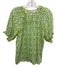 Olivia James the Label Size M Green & White Cotton Short Puff Sleeve Floral Top Green & White / M