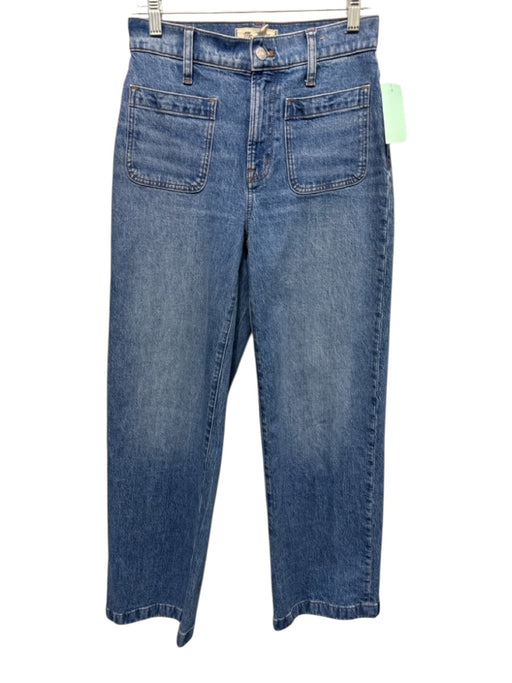 Madewell Size 25 Medium Wash Cotton Blend High Waist Patch Pocket Wide Leg Jeans Medium Wash / 25