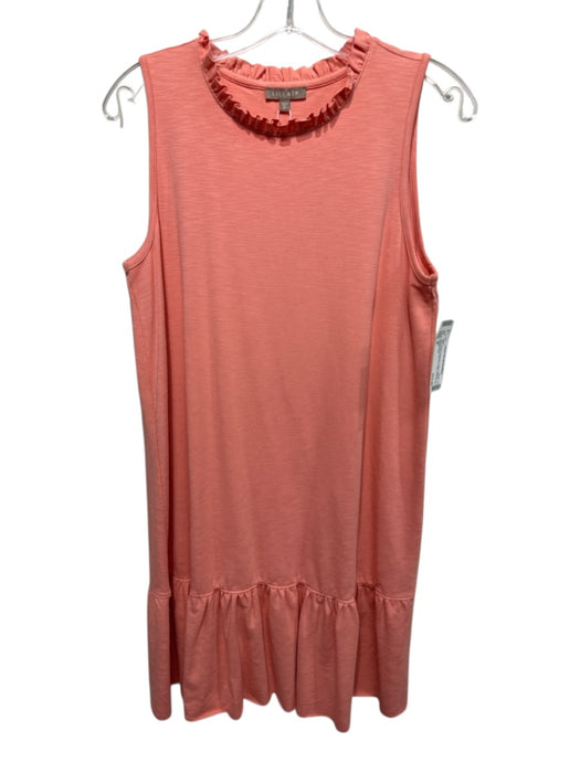 Lilla P Size M Peach Orange Cotton & Modal Sleeveless Ruffle Trim Shift Dress Peach Orange / M