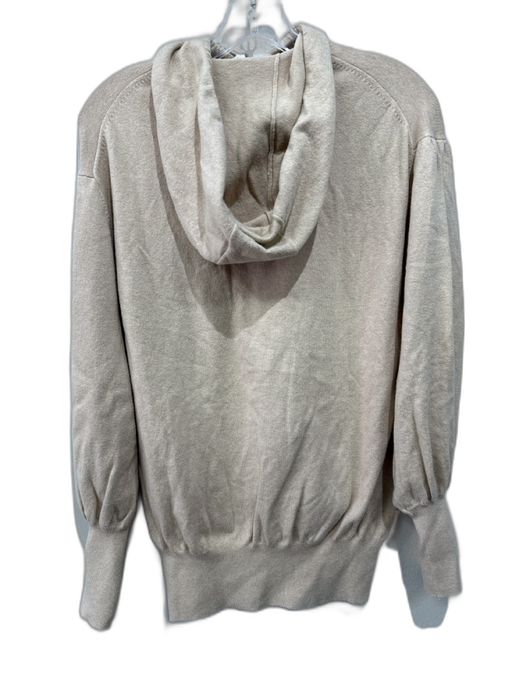 Ann Mashburn Size Small Beige Cotton & Cashmere Rib Knit Hooded Sweater Beige / Small