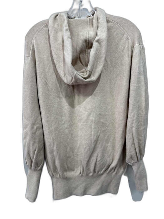 Ann Mashburn Size Small Beige Cotton & Cashmere Rib Knit Hooded Sweater Beige / Small