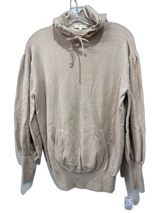 Ann Mashburn Size Small Beige Cotton & Cashmere Rib Knit Hooded Sweater Beige / Small