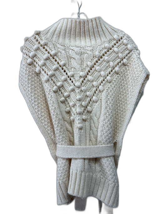 Marie Oliver Size 1 Beige No Fabric Tag Cable Knit Pom Pom Mock Neck Sweater Beige / 1