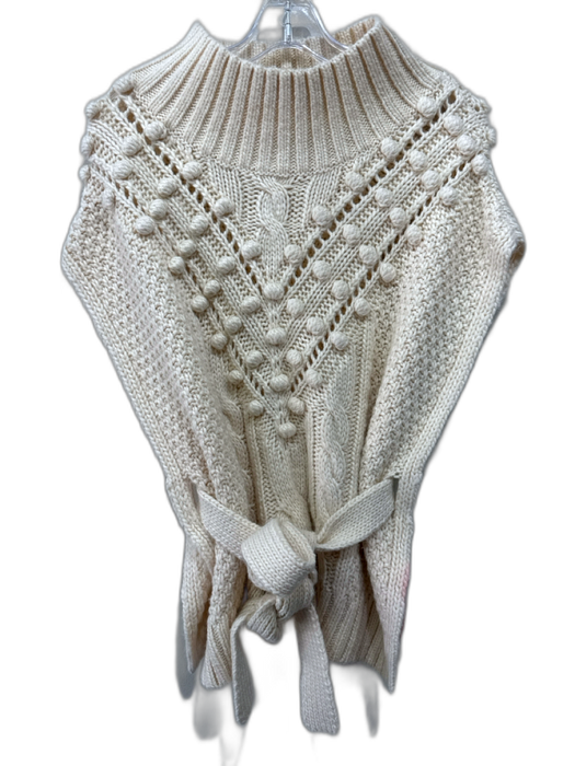 Marie Oliver Size 1 Beige No Fabric Tag Cable Knit Pom Pom Mock Neck Sweater Beige / 1