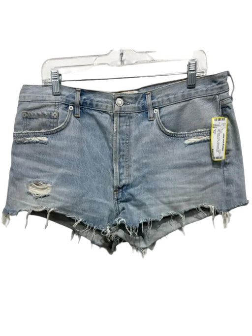 Agolde Size 31 Light Wash Cotton Distressed High Rise Button Fly Cut Off Shorts Light Wash / 31