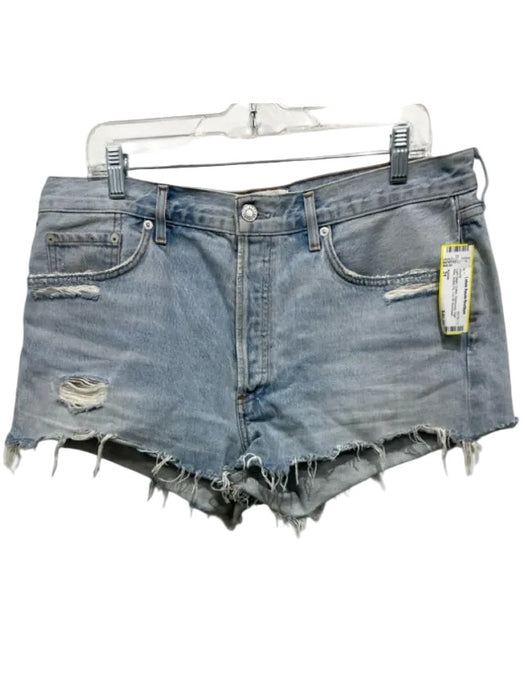 Agolde Size 31 Light Wash Cotton Distressed High Rise Button Fly Cut Off Shorts Light Wash / 31