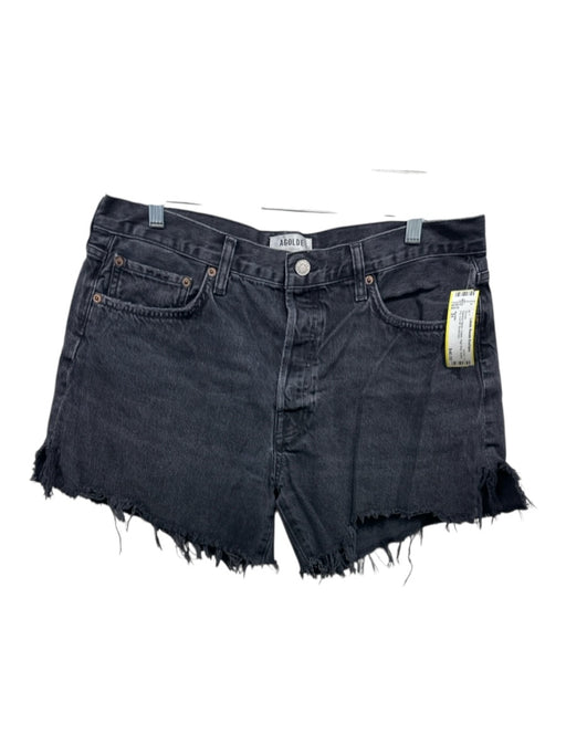 Agolde Size 31 Washed Black Cotton High Rise Button Fly Cut Off Shorts Washed Black / 31