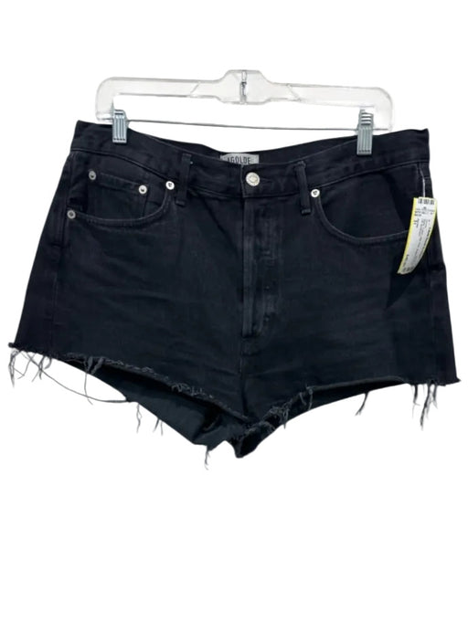 Agolde Size 31 Black Cotton High Rise Button Fly Cut Off Shorts Black / 31