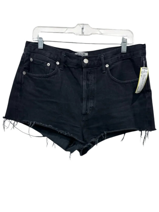 Agolde Size 31 Black Cotton High Rise Button Fly Cut Off Shorts Black / 31