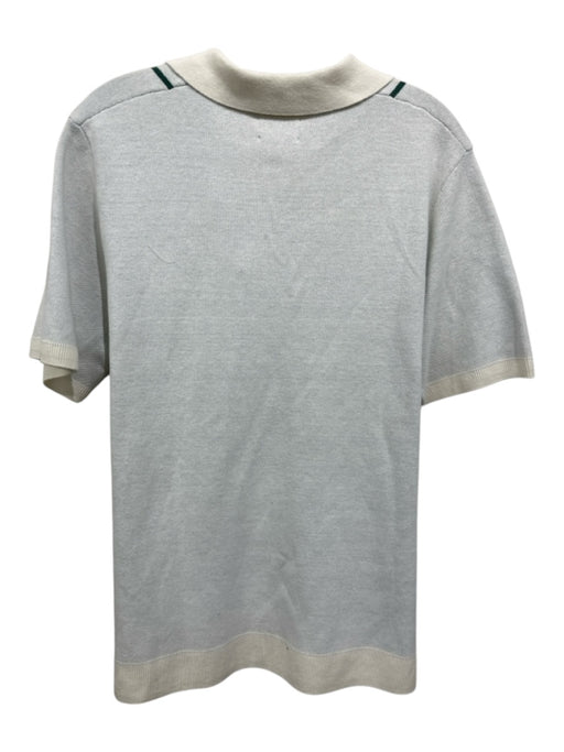 Frank & Oak Size M Beige & Green Cotton Knit Stripe Button Down short sleeve Top Beige & Green / M