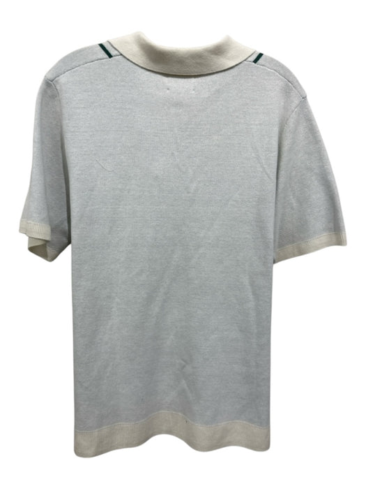 Frank & Oak Size M Beige & Green Cotton Knit Stripe Button Down short sleeve Top Beige & Green / M