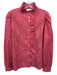 Sezane Size 42 / M Red Pink Cotton Embroidered Button Down Lace Trim Top Red Pink / 42 / M
