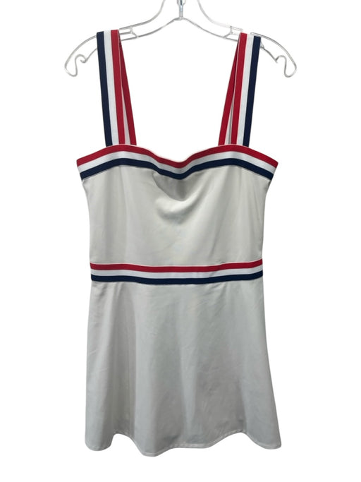Reformation Size L White, Blue, Red Polyester Blend Stripe Trim Athletic Dress White, Blue, Red / L
