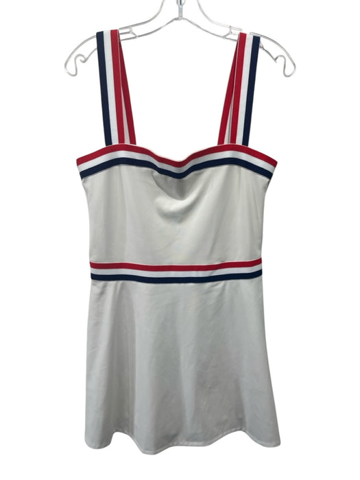 Reformation Size L White, Blue, Red Polyester Blend Stripe Trim Athletic Dress White, Blue, Red / L