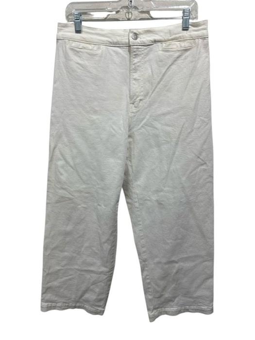 Madewell Size 30 White Cotton Blend Mid Rise Wide Leg Pants White / 30