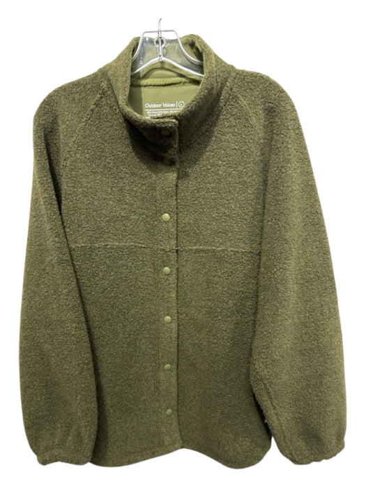 Outdoor Voices Size Large Moss Green Wool Blend Button Front Mock Collar Jacket Moss Green / Large