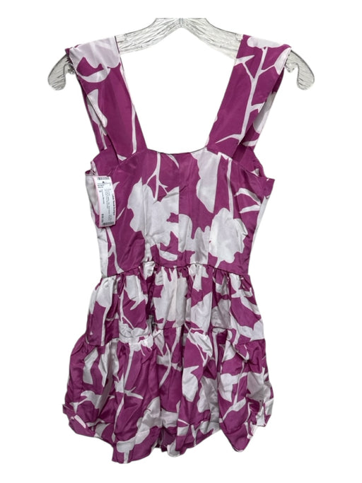 Vanessa Mooney Size S Purple & White Silk Sleeveless Buttons Romper Purple & White / S