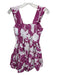 Vanessa Mooney Size S Purple & White Silk Sleeveless Buttons Romper Purple & White / S