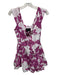 Vanessa Mooney Size S Purple & White Silk Sleeveless Buttons Romper Purple & White / S