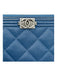 Chanel Blue Leather Zip Close Quilted Box & Bag Inc. Wallets Blue