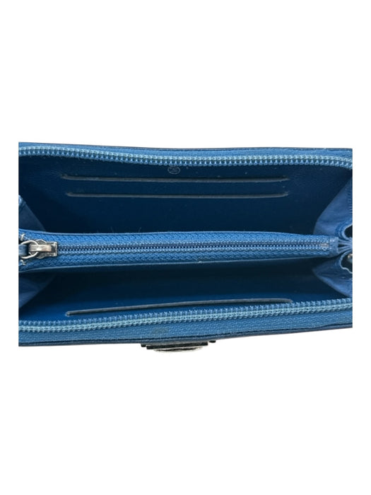 Chanel Blue Leather Zip Close Quilted Box & Bag Inc. Wallets Blue