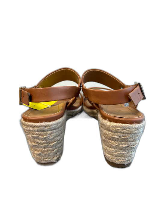 Vionic Shoe Size 8 Brown Leather Open Toe & Heel Espadrille Wedge Shoes Brown / 8