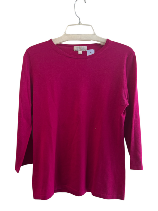 Nordstrom Collection Size L Pink Silk Blend Round Neck 3/4 Sleeve Top Pink / L