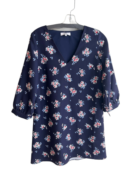 Likely Size XS Navy Blue Polyester Shell Polyester Lining Floral V Neck Dress Navy Blue / XS