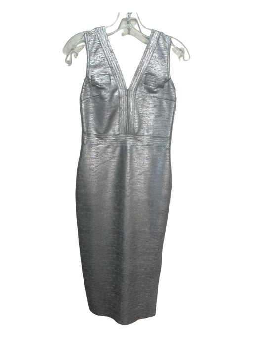 Karen Miller Size S Silver Gray Rayon Blend Bodycon Sleeveless Double V Dress Silver Gray / S