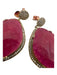 Pink & Gold Natural Ruby Oval Beveled Cubic Zirconia Drop Earrings Pink & Gold