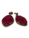 Pink & Gold Natural Ruby Oval Beveled Cubic Zirconia Drop Earrings Pink & Gold