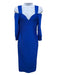 Herve Leger Size Small Royal Blue Rayon Blend Long Sleeve Cut Out V Neck Dress Royal Blue / Small