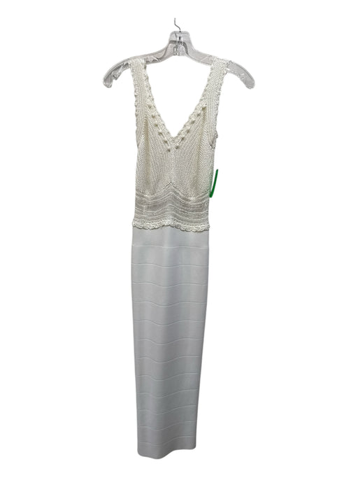 Herve Leger Size Est S White Acetate Sleeveless Fabric Block Knit Top Midi Dress White / Est S