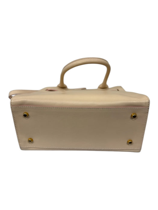 Furla Pink & Beige Leather Top Handle Contrast Piping Crossbody Strap Tote Bag Pink & Beige / Small