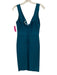 Herve Leger Size S Blue Green Rayon Sleeveless Split Neck Below Knee Woven Dress Blue Green / S