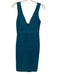 Herve Leger Size S Blue Green Rayon Sleeveless Split Neck Below Knee Woven Dress Blue Green / S