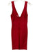 Herve Leger Size S Red Rayon Sleeveless Split Neck Below Knee Woven Dress Red / S