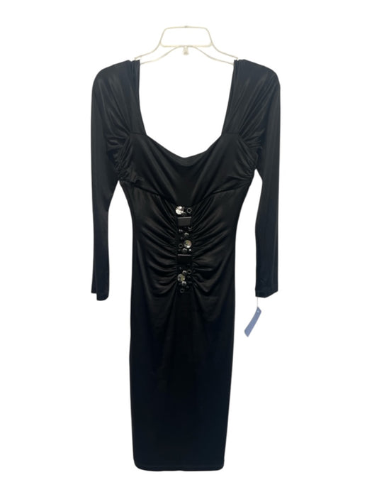 Andy the Anh Size XS Black Square Neckline Embellished Midi Dress Black / XS