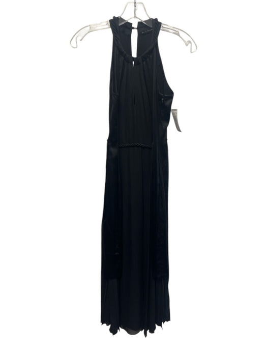 Elie Tahari Size S Black Silk Pleated Rope Trim Sleeveless Midi Dress Black / S
