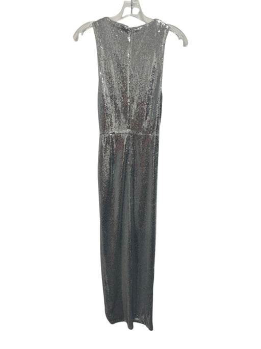 Avec Les Filles Size 2 Silver Gray Polyester Sequined Rosette Asymmetric Dress Silver Gray / 2