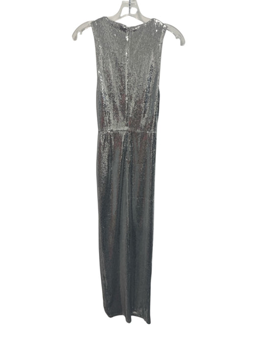 Avec Les Filles Size 2 Silver Gray Polyester Sequined Rosette Asymmetric Dress Silver Gray / 2