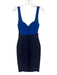 Herve Leger Size S Navy Blue & Blue Colorblock Sleeveless Bandage Dress Navy Blue & Blue / S