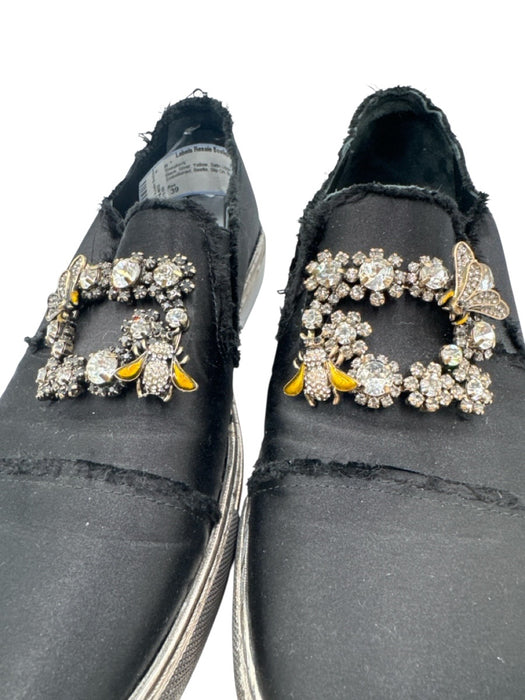 Ras Shoe Size 39 Black, Silver, Yellow Satin Upper Crystal Embellished Sneakers Black, Silver, Yellow / 39