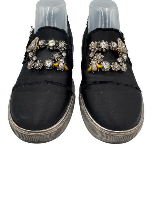 Ras Shoe Size 39 Black, Silver, Yellow Satin Upper Crystal Embellished Sneakers Black, Silver, Yellow / 39