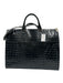 Brahmin Black Leather Croc Embossed Zip Tote Bag Black / L