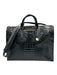Brahmin Black Leather Croc Embossed Zip Tote Bag Black / L